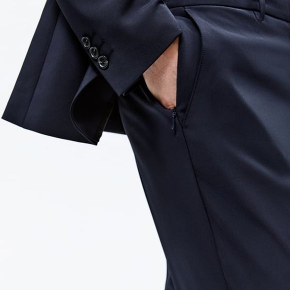 ZARA TECHNICAL SUIT TROUSERS (NAVY) (NWT) - Picture 4 of 5